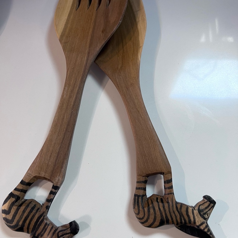 Carved Animal Spoon Set Wooden